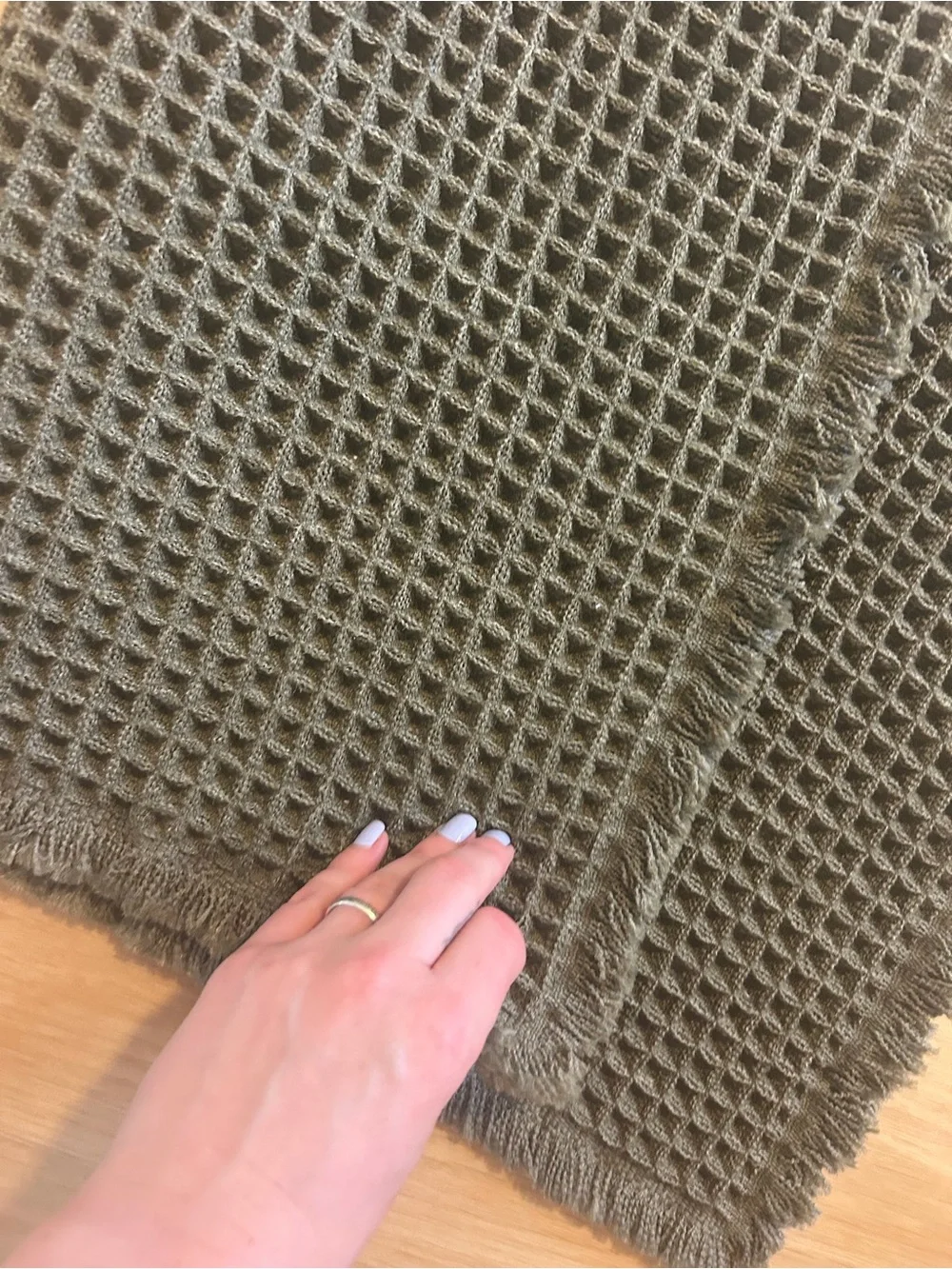 Olive Green Textured Waffle Bath Mat